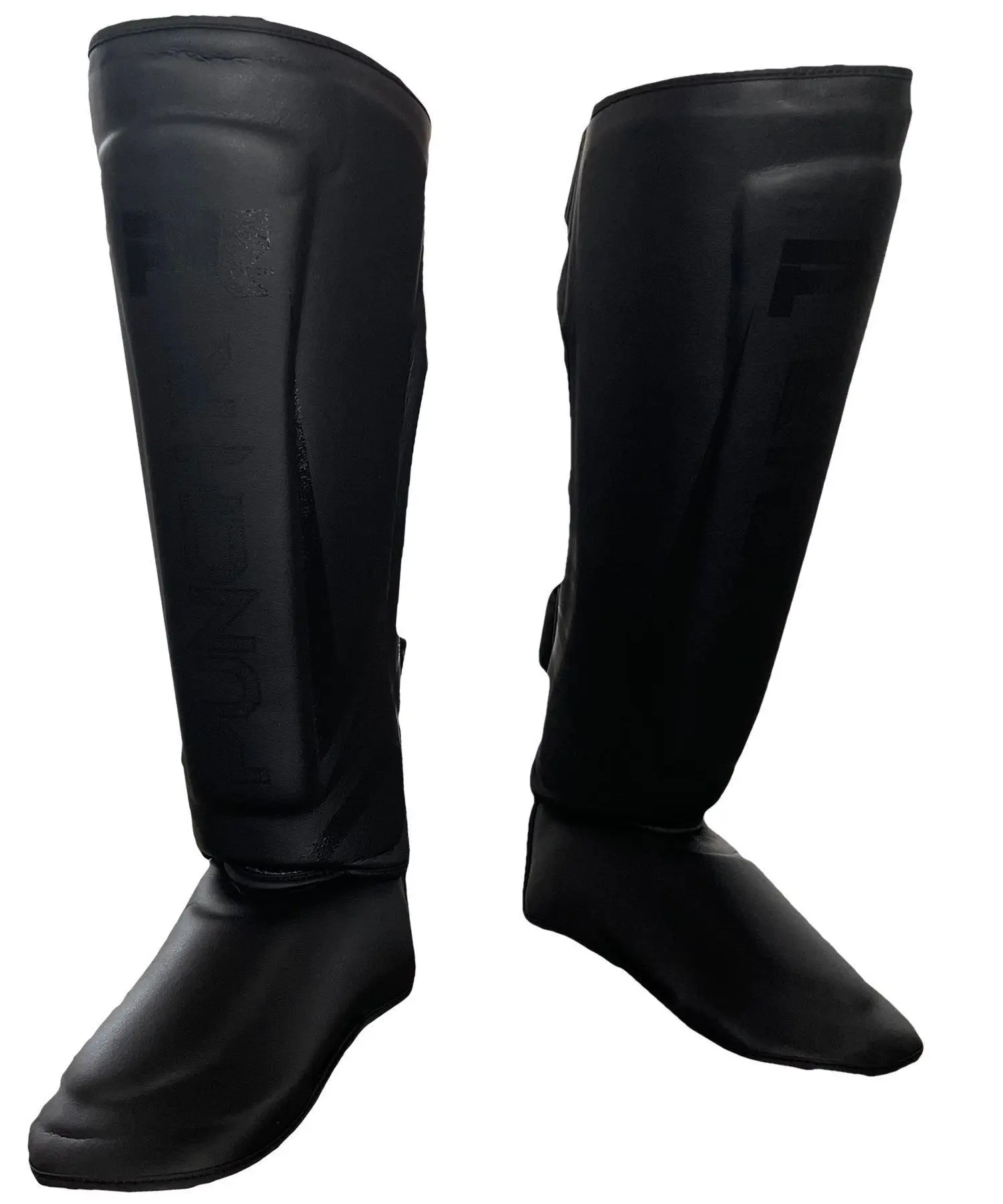 PunchR™ Electric Kickboks Muay Thai Scheenbeschermers Zwart Zwart Microfiber