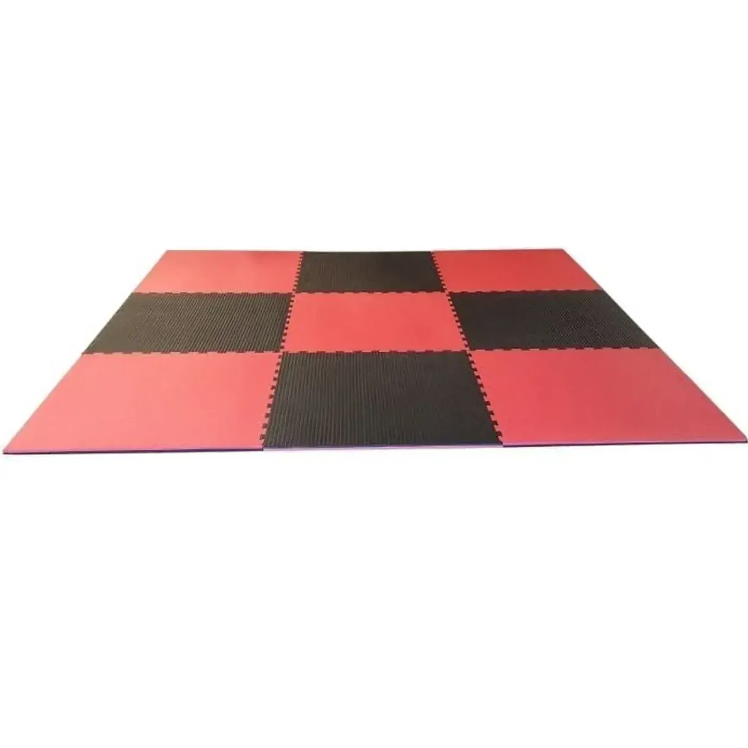 Vechtsport Puzzelmat 100 x 100 cm 4 cm Zwart Rood 5 Lijnen Patroon